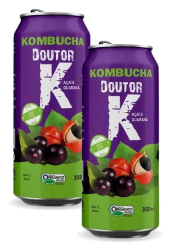 Kombucha Doutor K Kit com 02 -kombucha Orgânica Sabor Açaí e Guaraná 350ml Drk