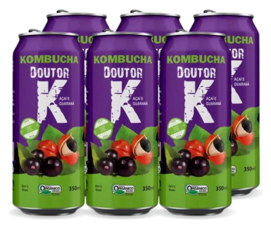 Kombucha Doutor K Kit com 06 - Kombucha Orgânica Sabor Açaí e Guaraná 350ml Drk