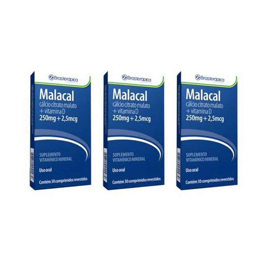 Brasterapica Kit 3x Malacal 250 2 905mg 30 Cp Calcio Vit D3