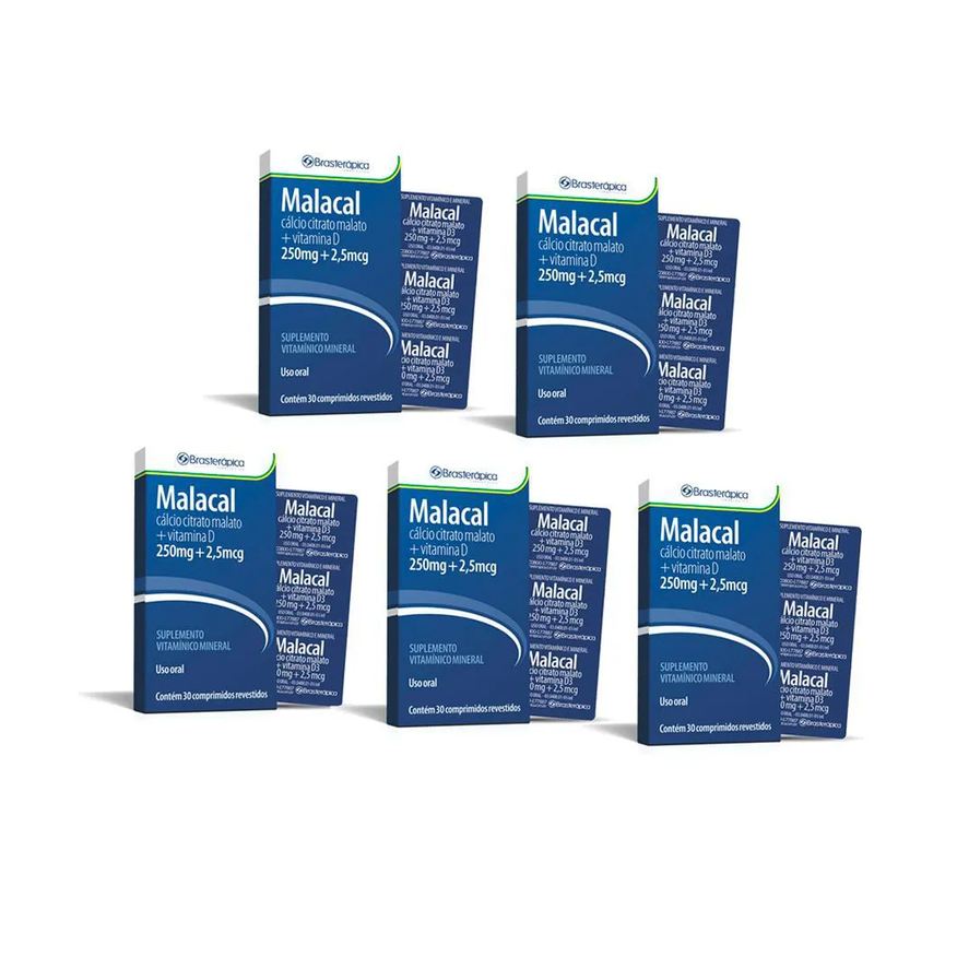 Brasterapica Kit 5 Malacal 250 2 905mg 30 Cp Calcio Vit D3