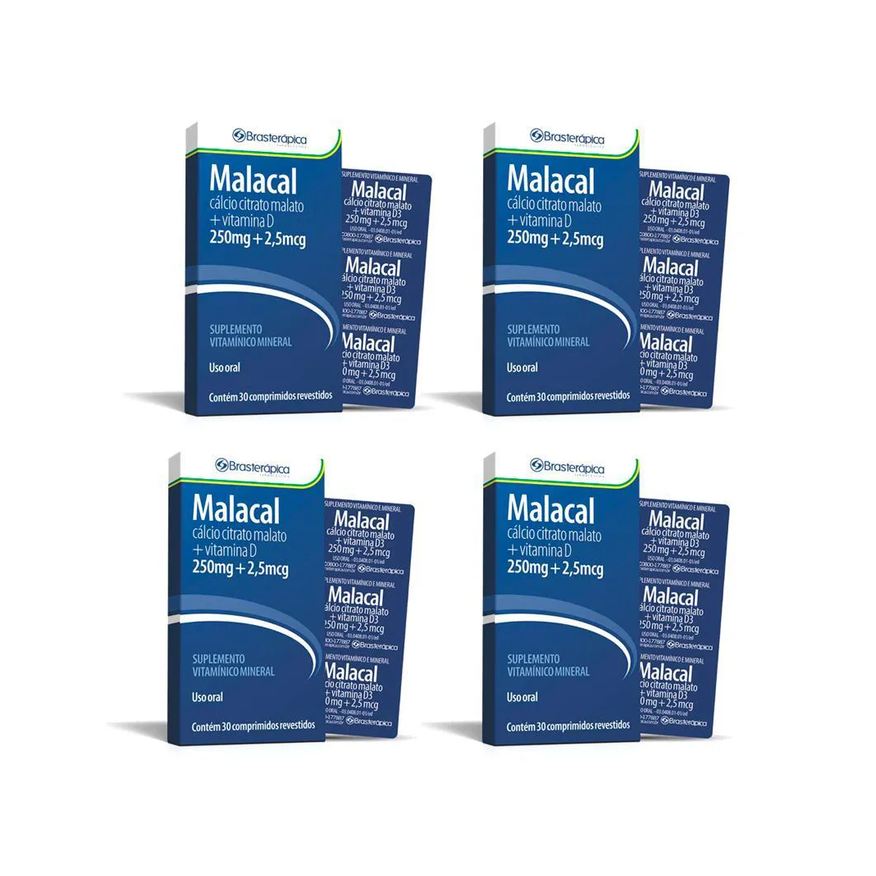 Brasterapica Kit 4 Malacal 250/2 905mg 30 Cp Calcio Vit D3