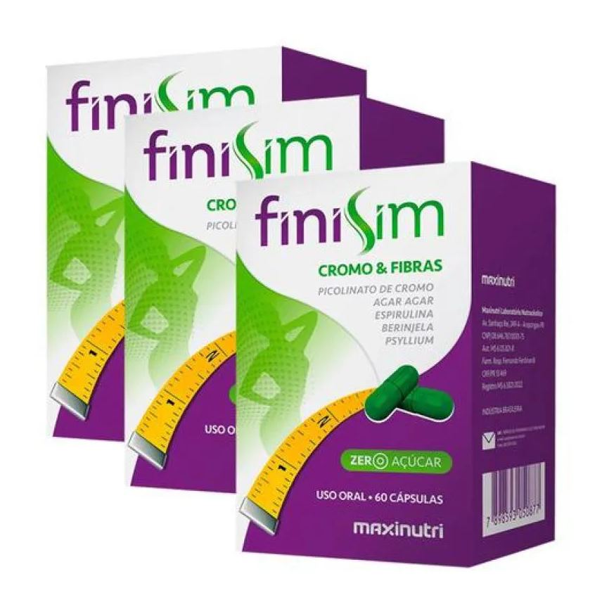 Maxinutri Kit 3x Finisim Cromo Fibras 60 Cápsulas