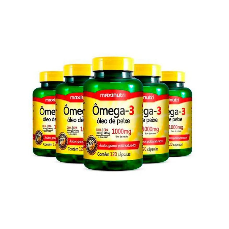 Maxinutri Kit 5 Ômega 3 Óleo de Peixe 120 cápsulas