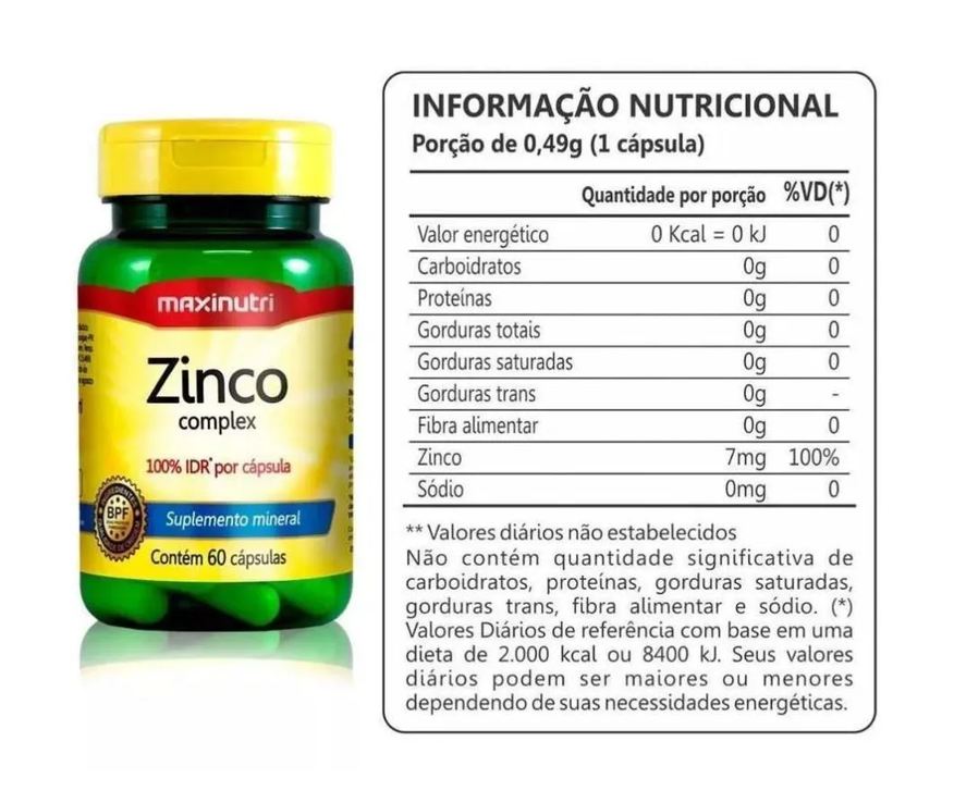 Maxinutri Kit 3 Potes de Zinco Complex 60 Cápsulas