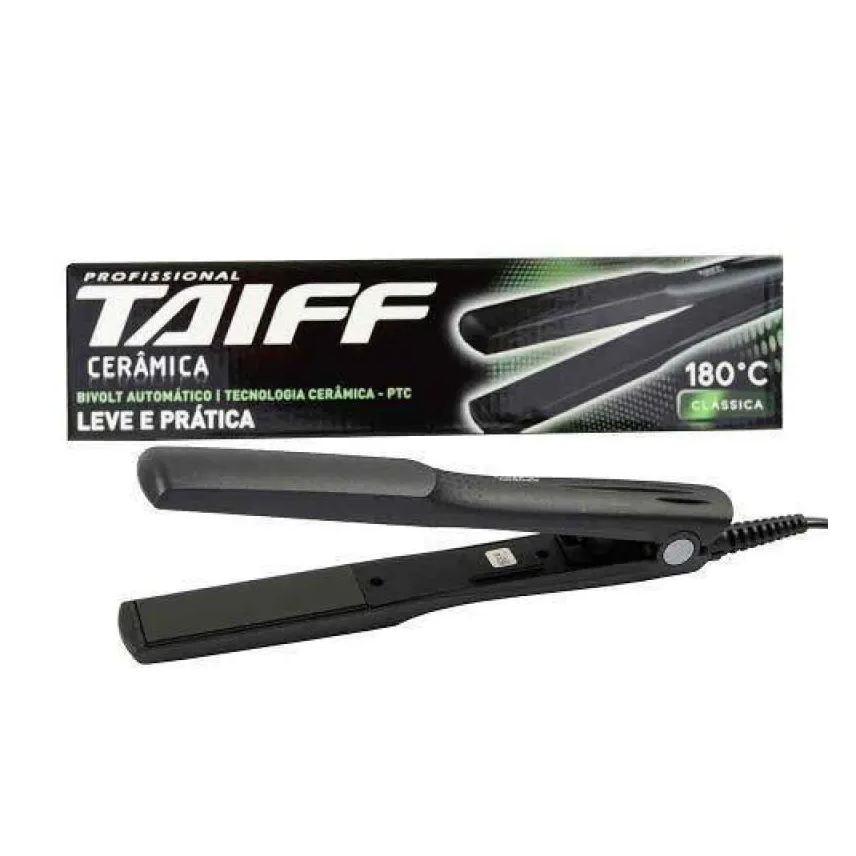 Taiff Prancha Clássica Chapinha Cerâmica 180 C Preto Bivolt