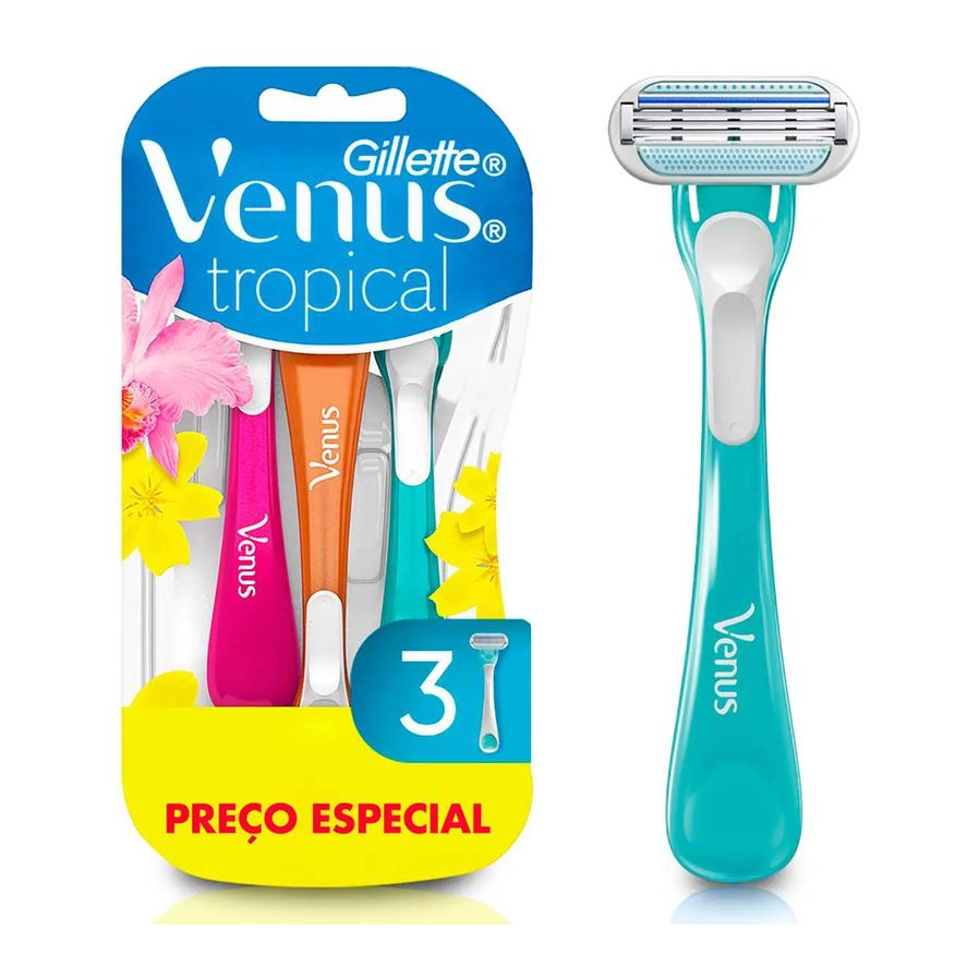 Gillette Aparelho de Depilar Venus Tropical Feminino com 3 unidades