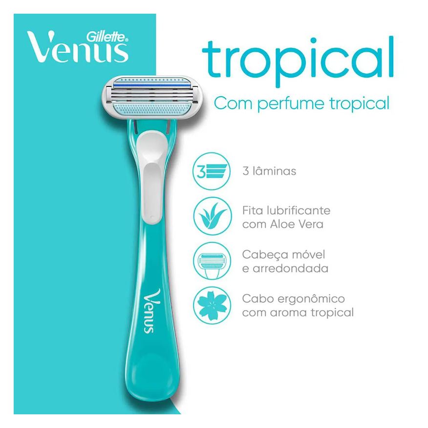 Gillette Aparelho de Depilar Venus Tropical Feminino com 3 unidades