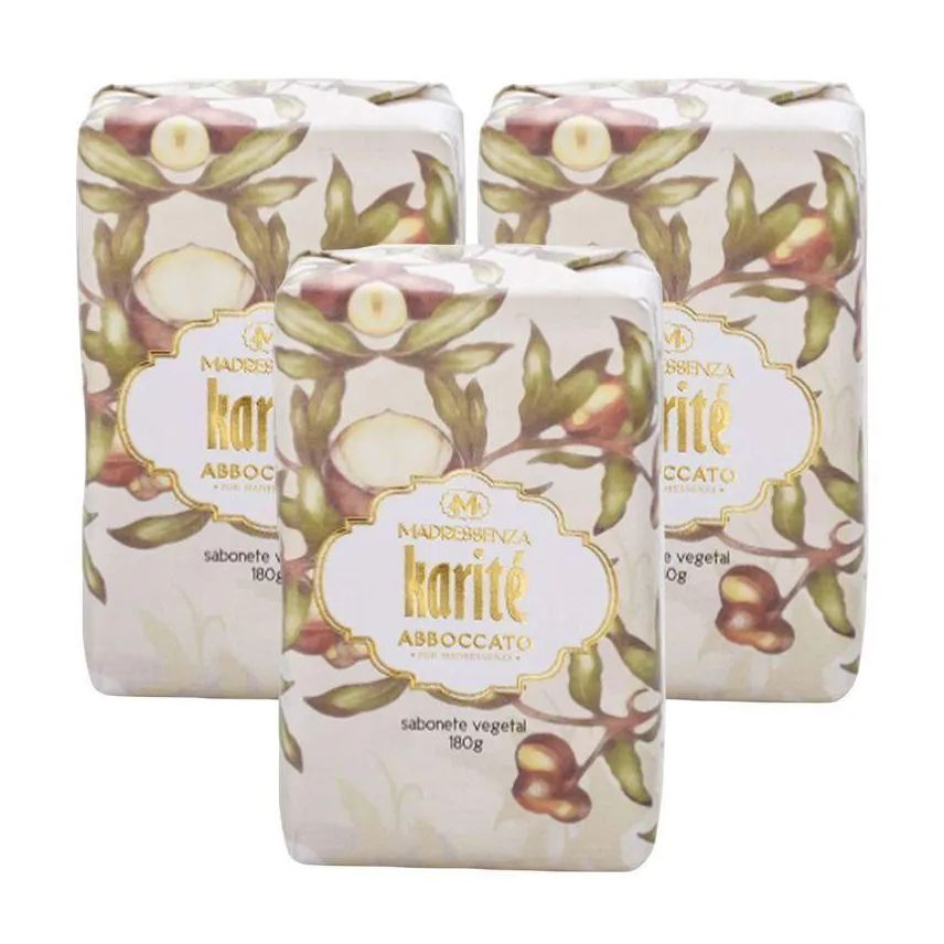 Madressenza Kit 3 Sabonetes em Barra Karité 180g