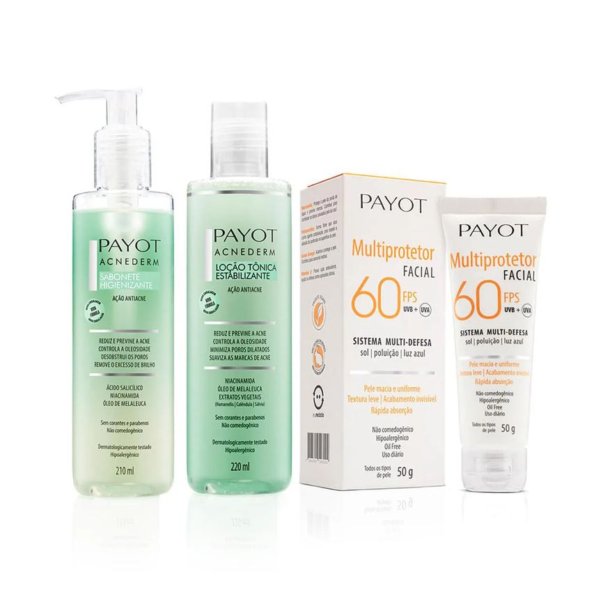 Payot Kit Limpeza e Tonificação Acnederm + Proteção Fps 60