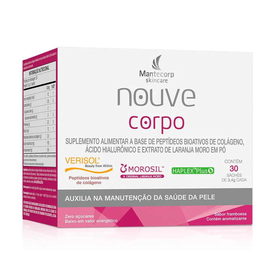 Nouve Polivitamínico Mantecorp Skincare Corpo Tripla Ação Framboesa 30 sachês de 3,4g cada