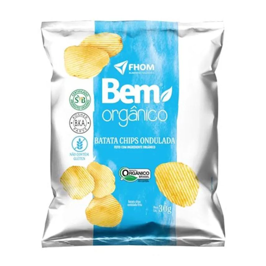 FHOM Batata Chips Ondulada Bem Orgânico 30g Vegano Sem Glúten