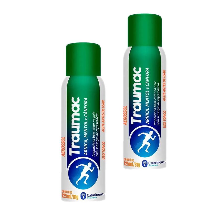 Catarinense Kit 2 Traumac Sport Ice Mentol Cânfora 125ml Lata Verde