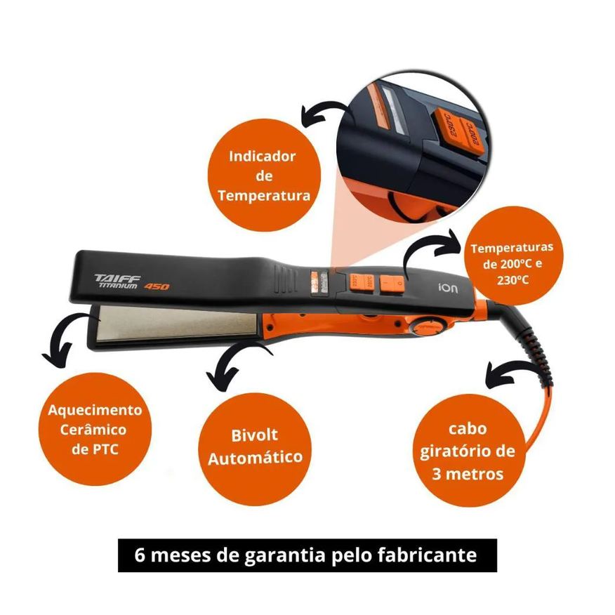 Taiff Chapa Titanium 450 Laranja Bivolt
