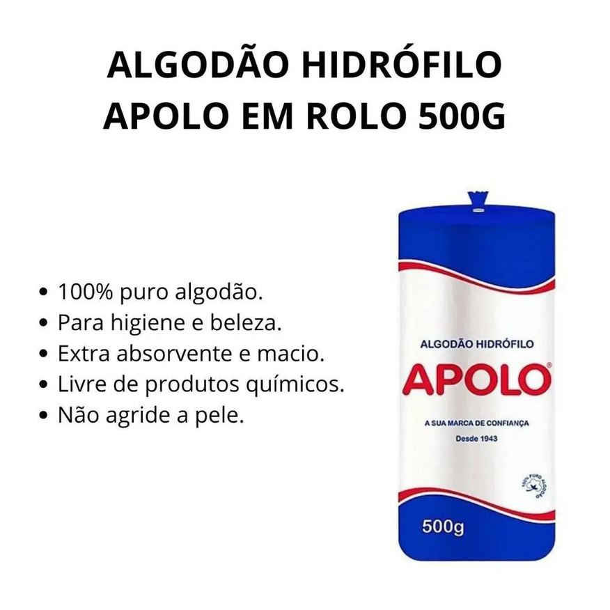 Hidrófilo Algodão Apolo em Rolo 500g