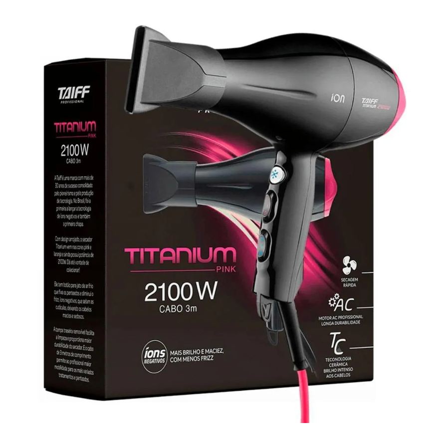 Taiff Secador Titanium Ion Rosa 2100w 110v