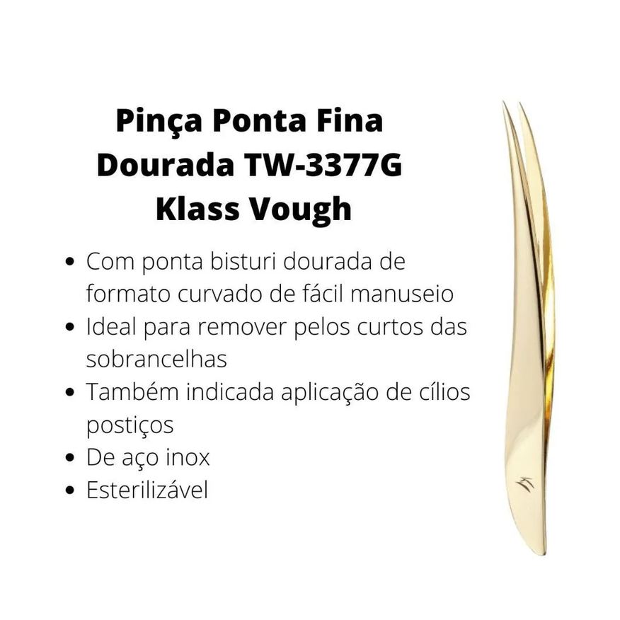 Vough Klass Pinça Ponta Fina Dourada Tw-3077g