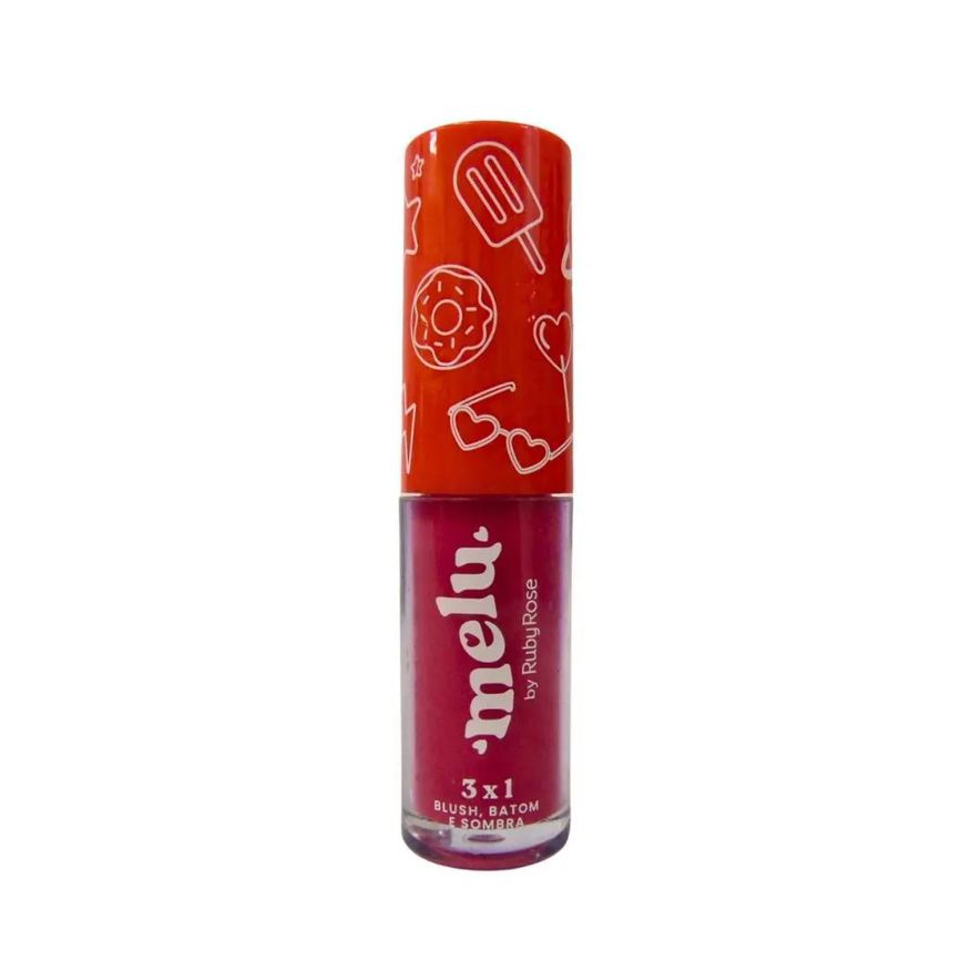 Ruby Rose Blush, Batom e Sombra 3x1 Melu By Darling 02 4,1ml
