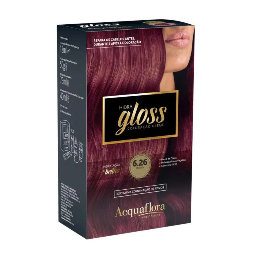 Acquaflora Coloração Creme Kit Hidra Gloss 6.26 Marsala