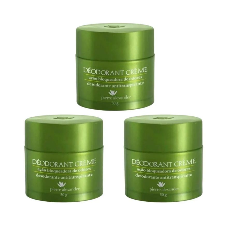 Pierre Alexander Kit Desodorante Antitranspirante Creme Bloqueador de Odores 50g 3 unidades