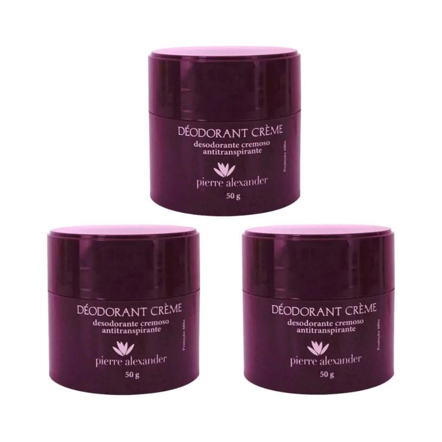 Pierre Alexander Kit Desodorante Antitranspirante Creme 50g 3 unidades