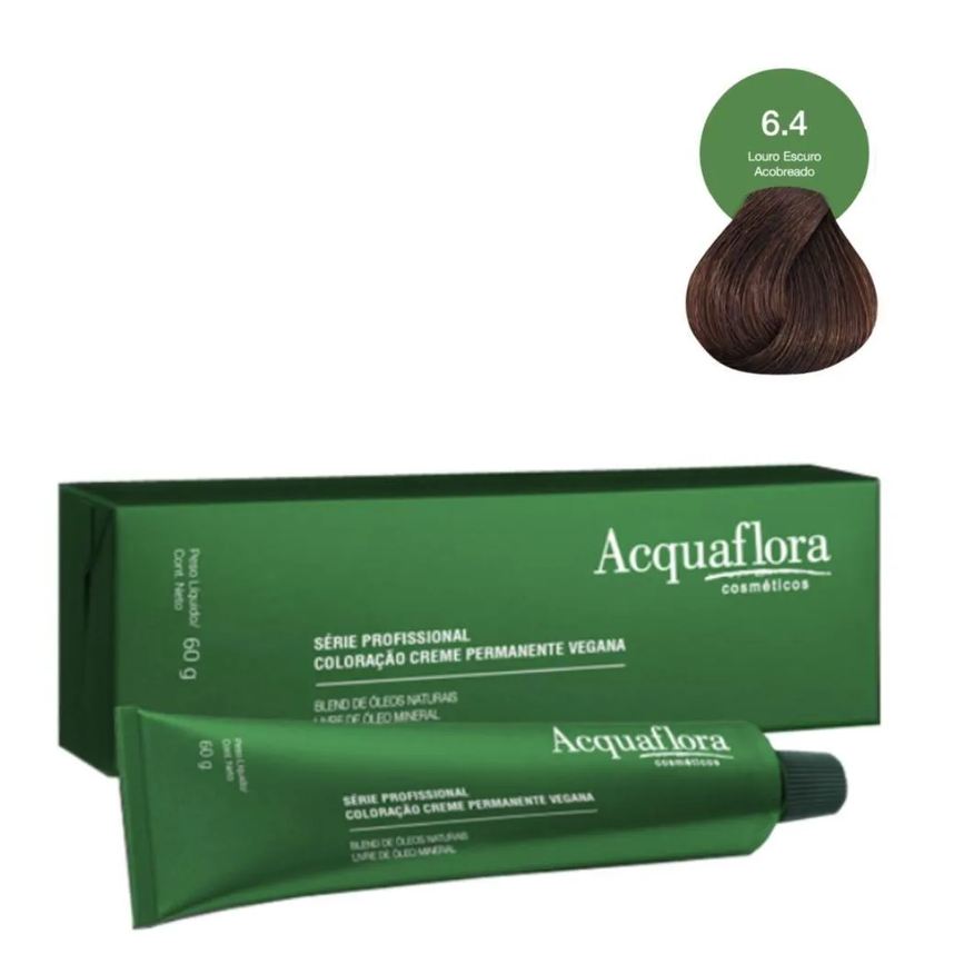 Acquaflora Coloração Creme Vegana 6.4 Louro Escuro Acobreado 60g