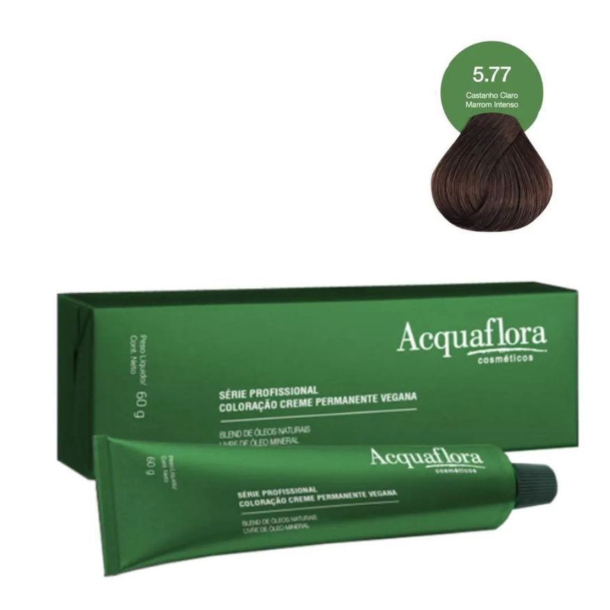 Acquaflora Coloração Creme Vegana 5.77 Castanho Claro Marrom Intenso 60g