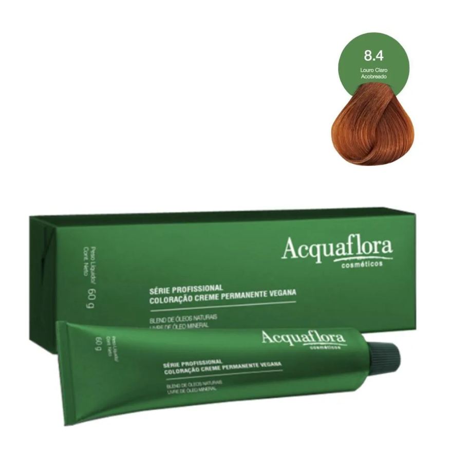 Acquaflora Coloração Creme Vegana 8.4 Louro Claro Acobreado 60g