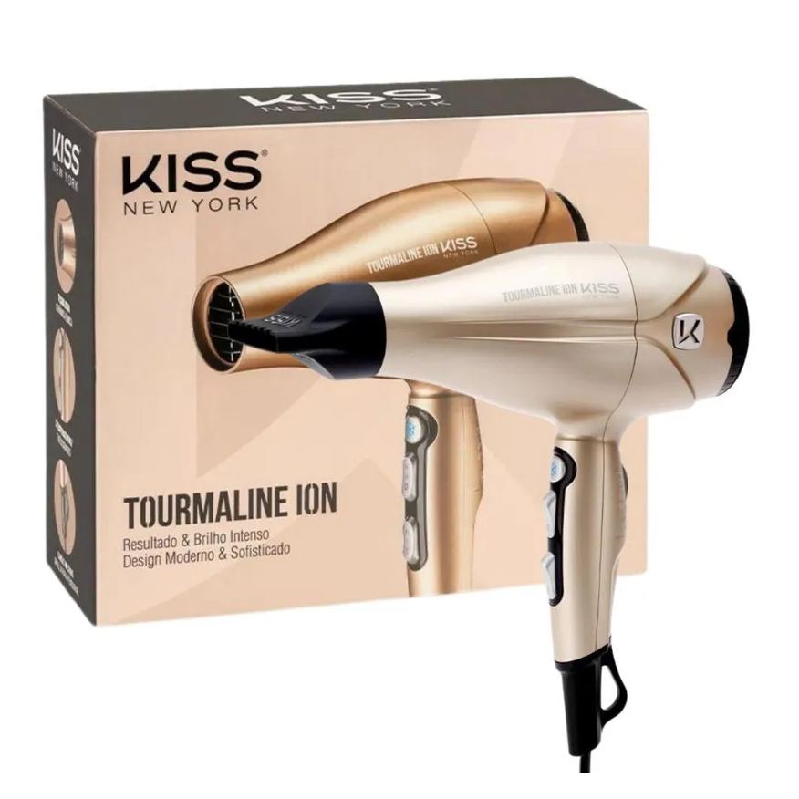 Kiss Secador New York Tourmaline Ion Dourado 2000w 220v Bdp06pbr