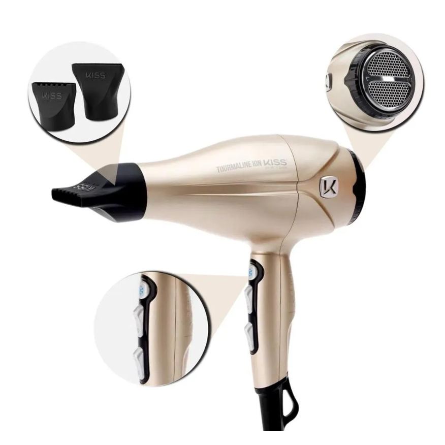 Kiss Secador New York Tourmaline Ion Dourado 2000w 127v Bdp06pbr