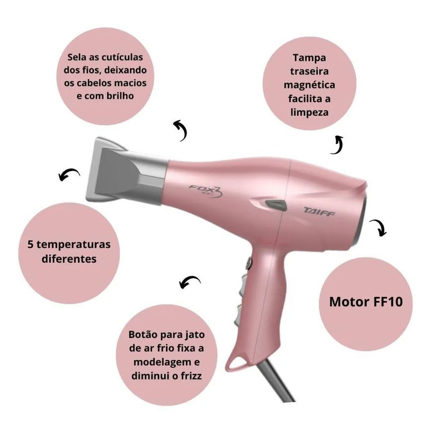 Taiff Secador Fox 3 Soft Rose 2200w 220v