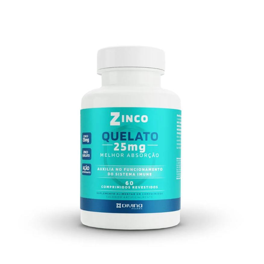 Divina Pharma Zinco Quelato 25mg com 60 unidades