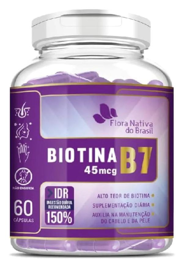 Flora Nativa Do Brasil Biotina (b7) Cabelos e Pele 150% Idr 60 cápsulas Flora Nativa