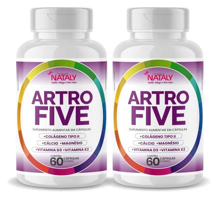 Nataly 2x Artrofive Colágeno Tipo Ii, Cálcio, Magnésio, Vit D3 e K2 60 Capsulas de 500mg