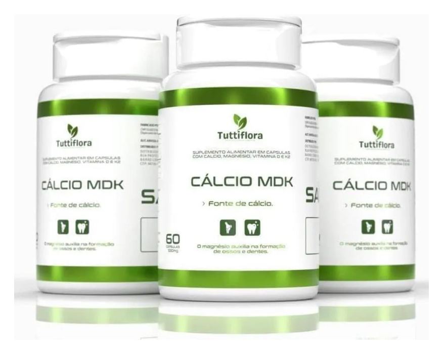 Tuttiflora 3x Cálcio Mdk (cálcio, Magnésio, Vitamina D e Vitamina K2) 60 Capsulas de 530mg