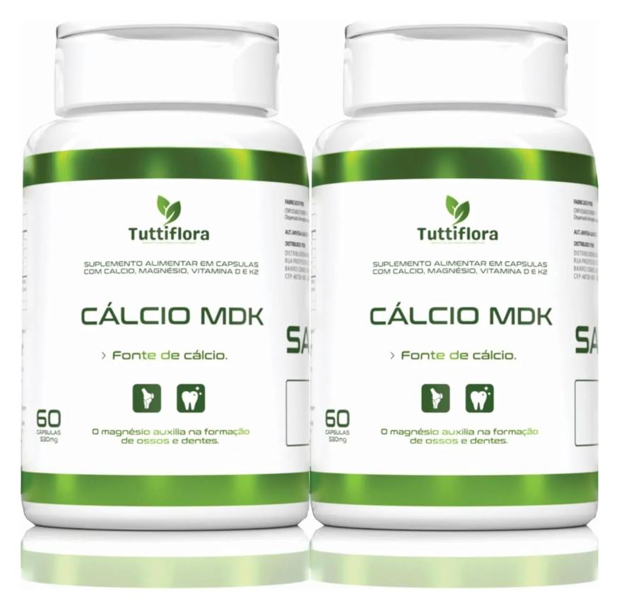 Tuttiflora 2x Cálcio Mdk (cálcio, Magnésio, Vitamina D e Vitamina K2) 60 Capsulas de 530mg