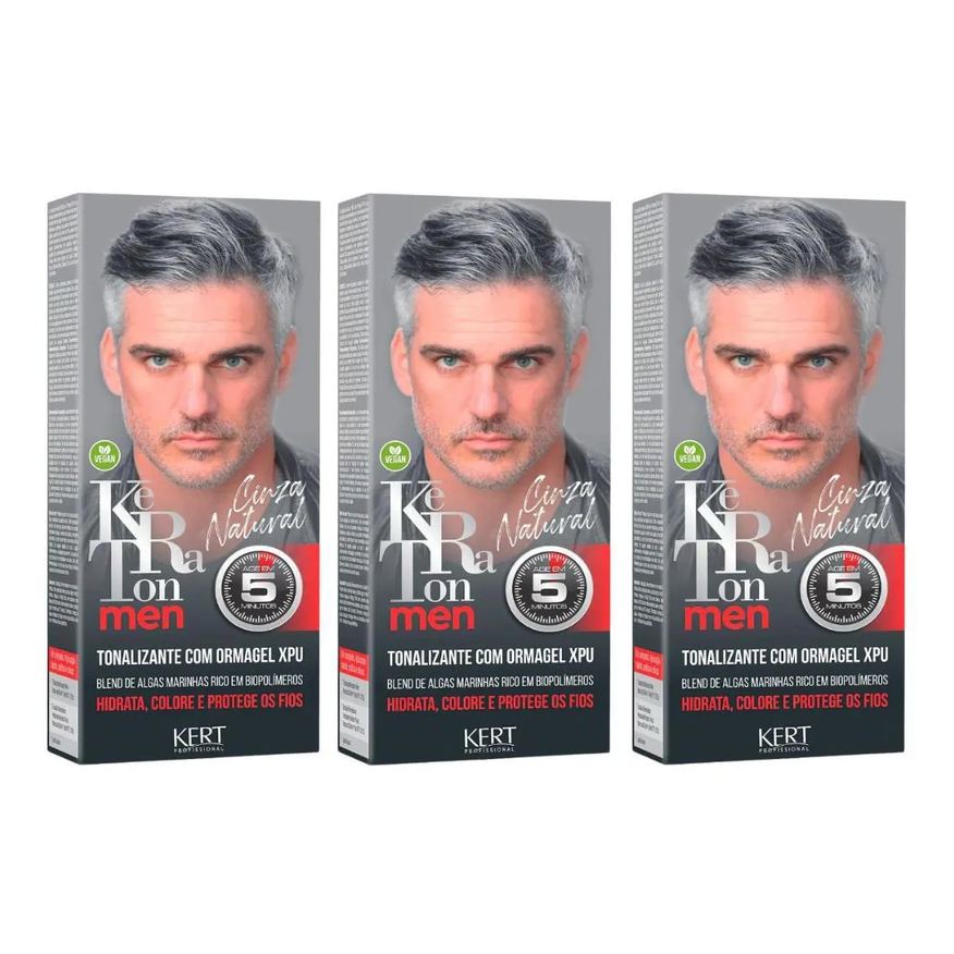 Kert Kit Tonalizante Keraton Men Cinza Natural C/3