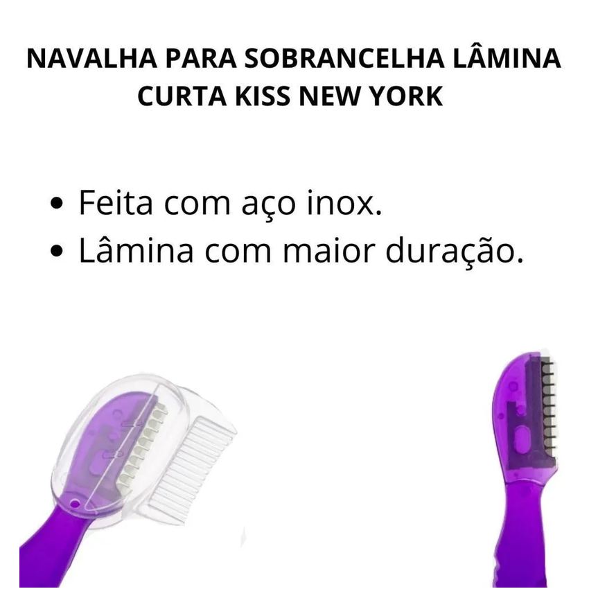 para Navalha Sobrancelha Lâmina Curta Kiss New York Rbtb02br