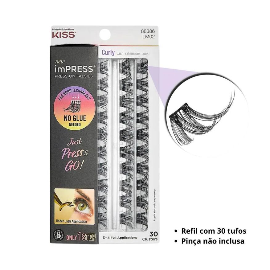 Kiss New York Refil Cílios Autocolantes Impress Curly C/ 30 Tufos Ilm02