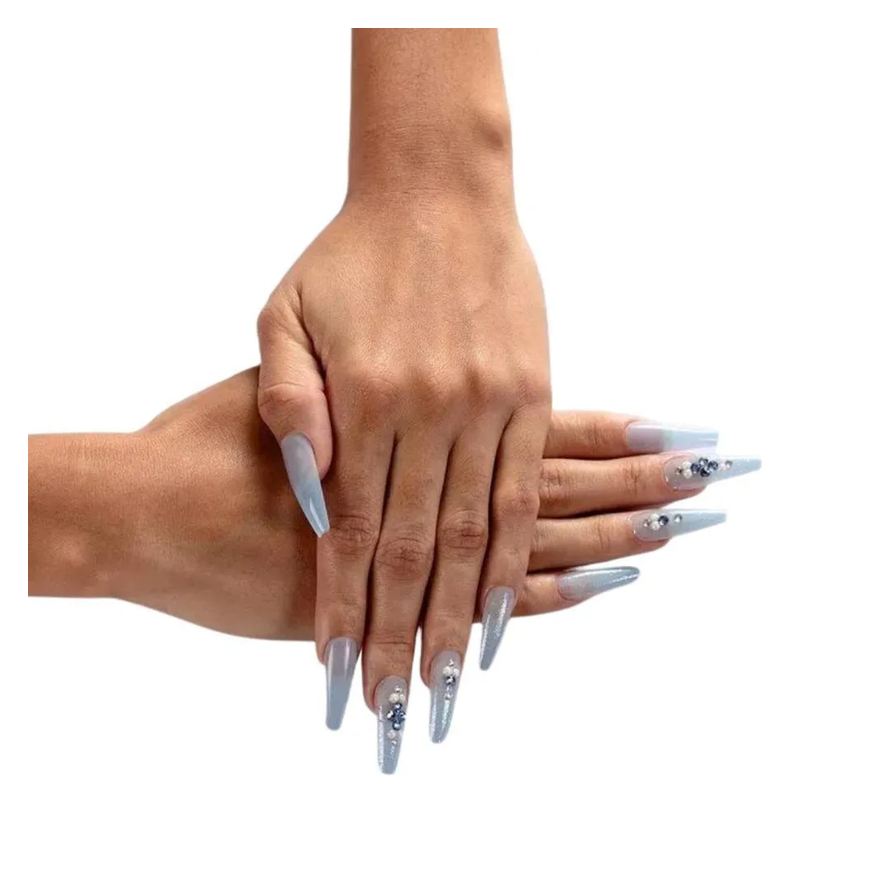 Postiças Unhas Jelly Kiss New York Celeste Chique Bailarina Longo