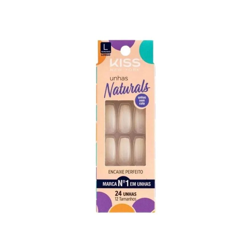 Natura Unhas Postiças Naturals Kiss New York Natural Bailarina Longo