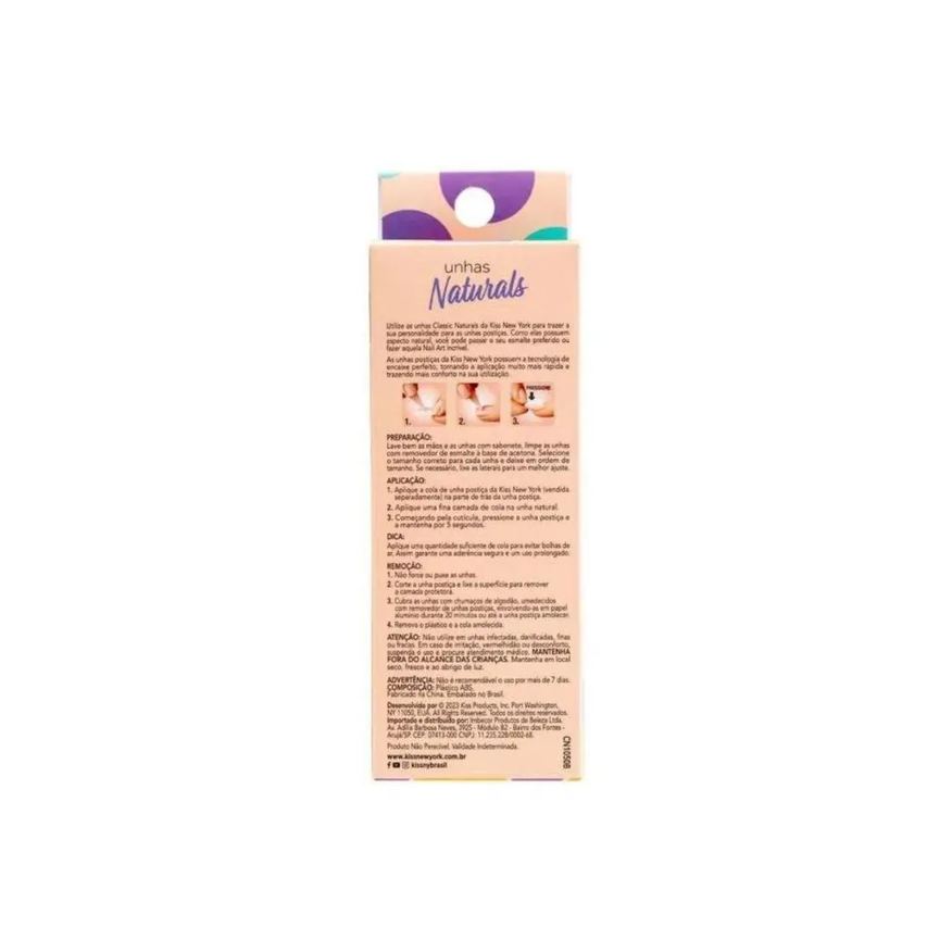 Natura Unhas Postiças Naturals Kiss New York Natural Bailarina Longo