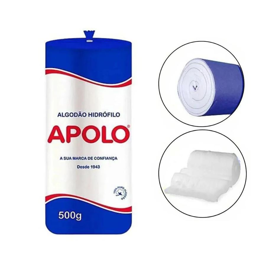 Algodão Kit Hidrófilo Apolo em Rolo 500g C/6
