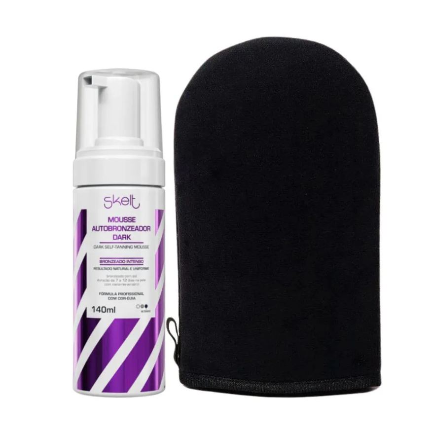 Skelt Mousse Autobronzeador Dark Intenso 140ml + Luva Aplicadora