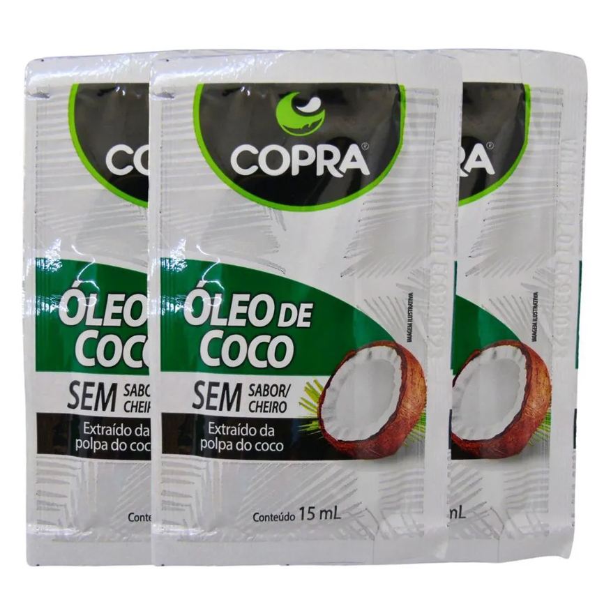 Copra Kit Sachê Óleo de Coco sem Sabor com 3 15ml