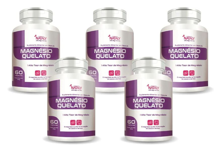 Nataly 5x Magnésio Quelato 260mg por Porção 60 cápsulas