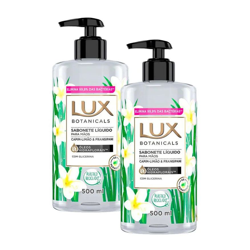 Lux Kit 2 Sabonetes Líquido Botanicals Capim-Limão & Frangipani 500ml