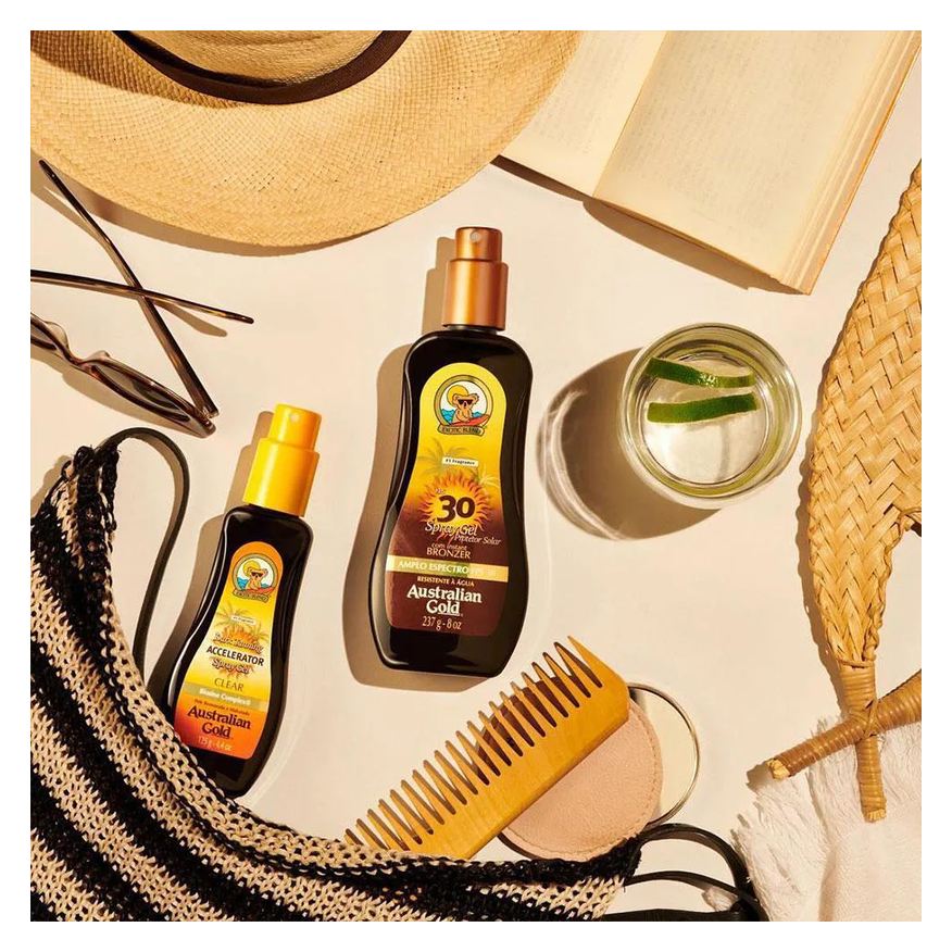 Australian Gold Kit Protetor Solar Corporal FPS 30 com 237ml + Bronzeador Dark Tanning Clear com 125ml