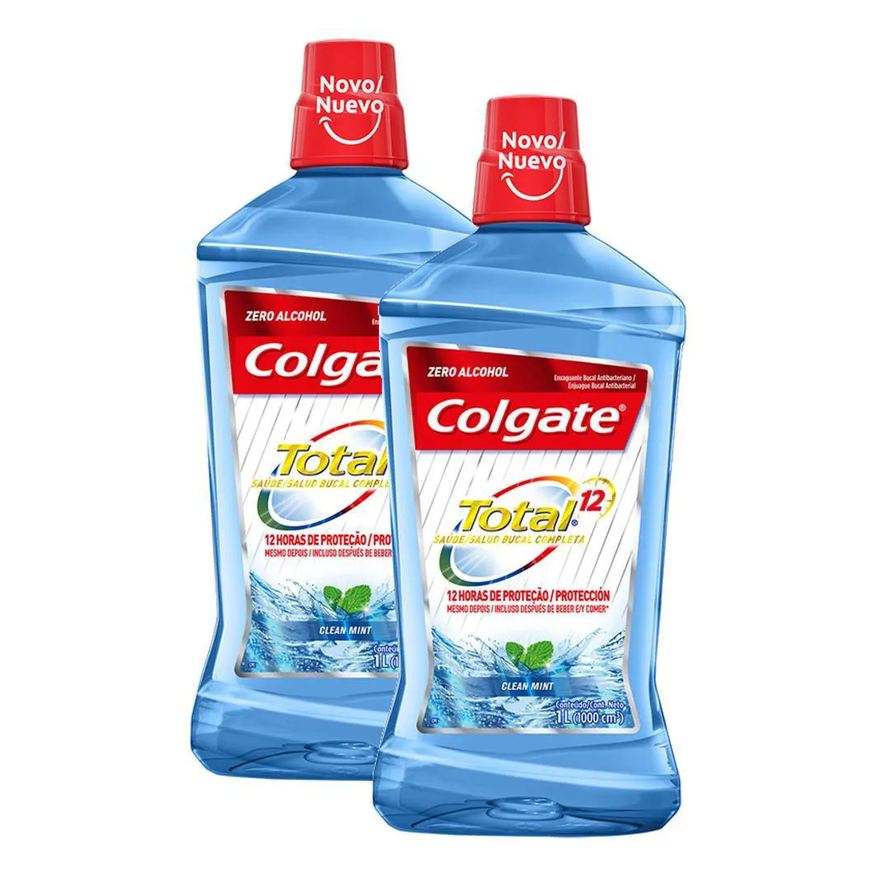 Colgate Kit Enxaguante Bucal Total 12 Clean Mint 1L Com 2 Unidades