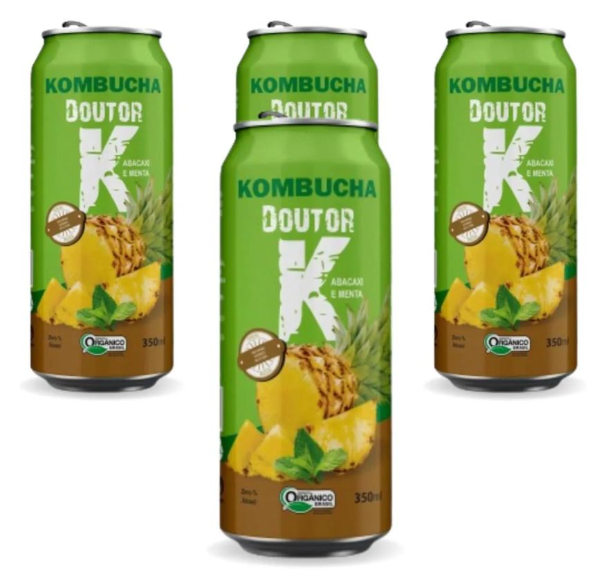 Kombucha Doutor K 4x Kombucha Abacaxi e Menta 350ml Doutor K