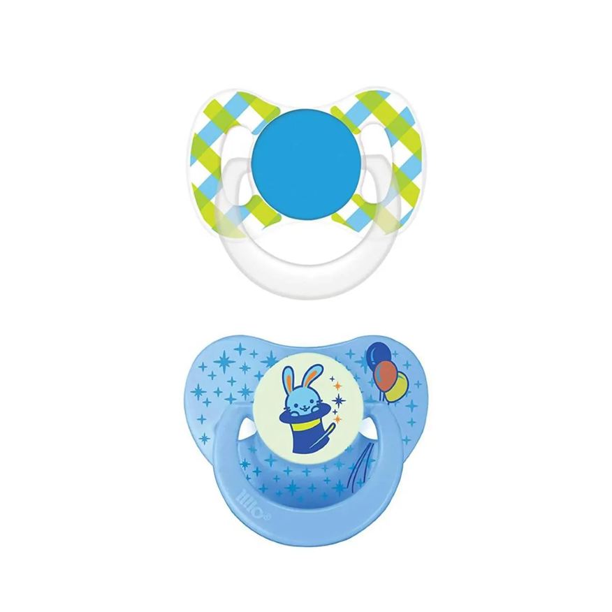 Lillo Kit 2 Chupetas Dia E Noite Brilha No Escuro 6M+ Azul